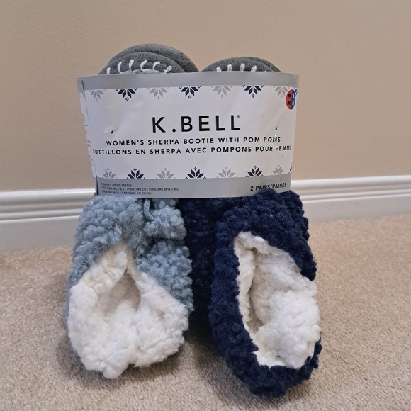 New! K. Bell Cozy Sherpa Booties Women's Slippers Blue Size M/L 7 - 8.5 - Picture 13 of 13